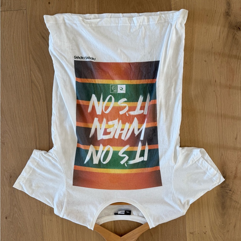 Rip Curl White Tee with Multicolor Graphic Bali Padang Padang indo shirt